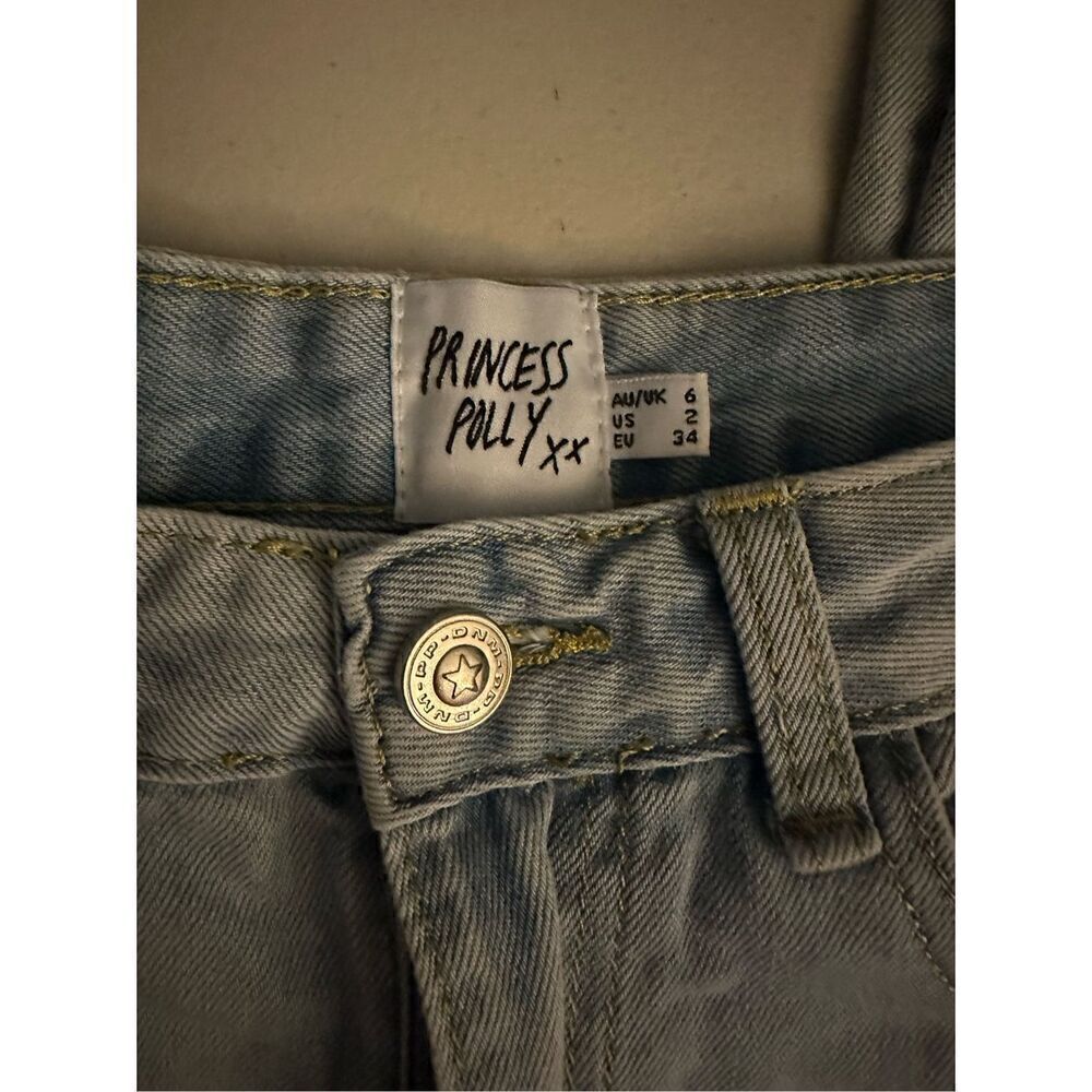 Princess Polly Raw Hem straight leg jeans 2 wide leg - Picture 2 of 8
